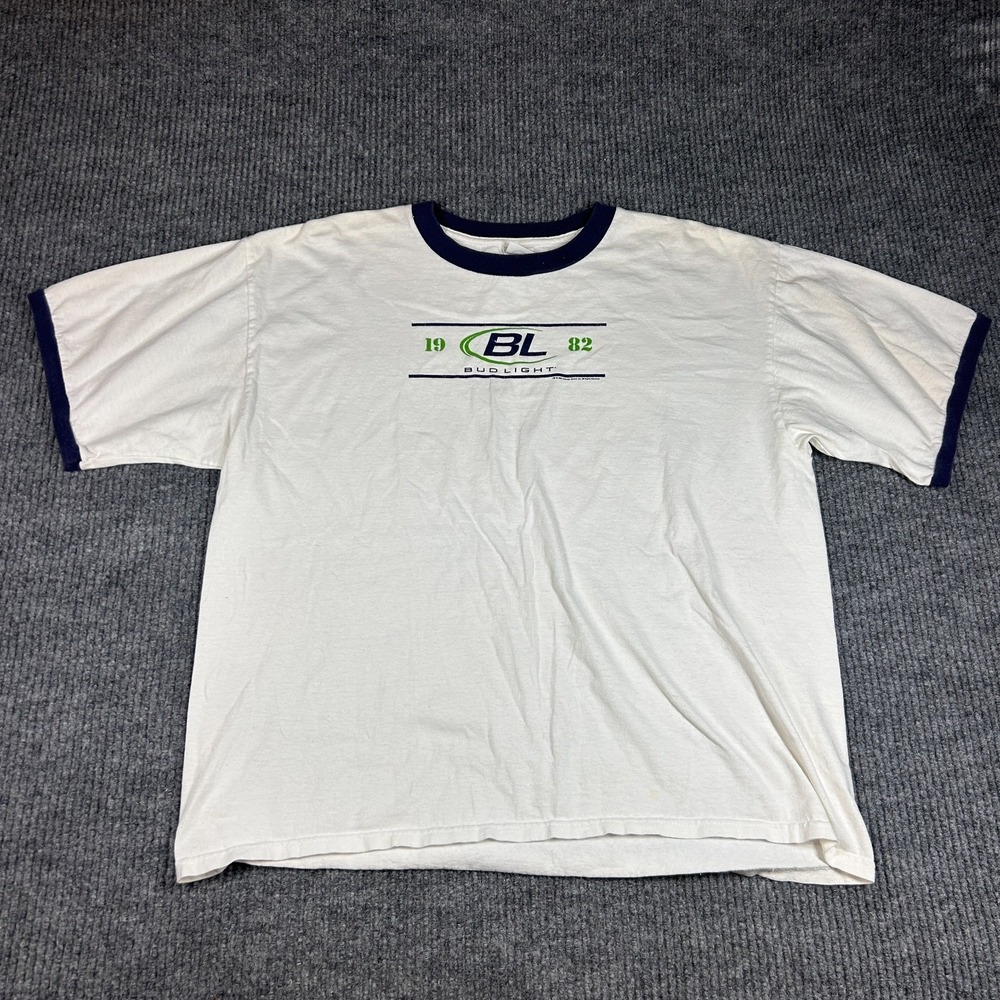 Delta T Shirt Mens Extra Large White Bud Light Graphic Print Preshrunk Cotton